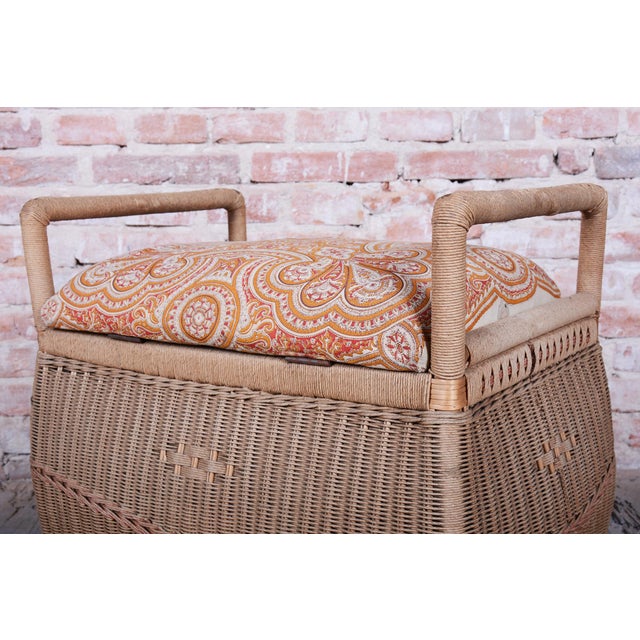 Czech Art Deco Stool in Wood and Hemp, 1940s For Sale - Image 9 of 14