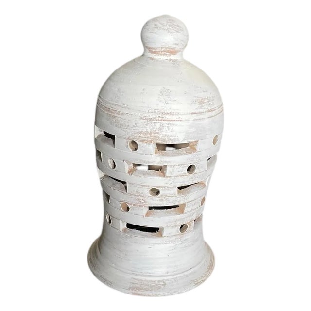 Hand-Painted Tunisian Terracotta Lantern For Sale
