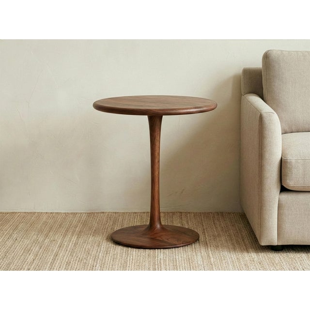 Hand-Sculpted American Walnut Tulip Side Table For Sale In Oklahoma City - Image 6 of 8