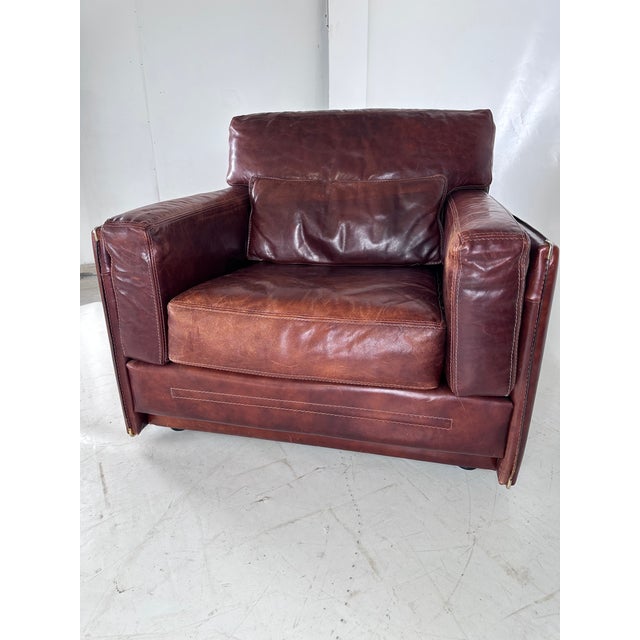 Vintage Leather Chairs from Roche Bobois, 1970s, Set of 2 For Sale - Image 9 of 17