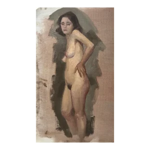 Vintage Realist Nude Female Figure Study (C. 1960, Oil on Canvas Paper)/Degas/Manet