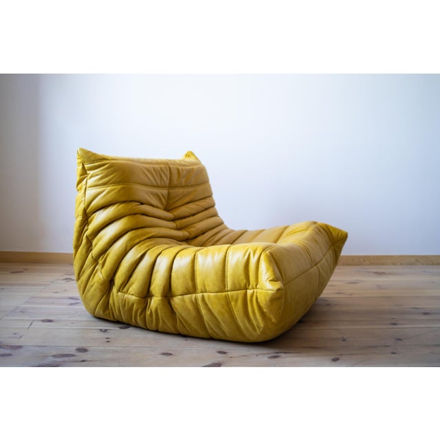 Yellow Dubai Leather Togo Sofa, 1970s, Set of 5 For Sale - Image 3 of 8