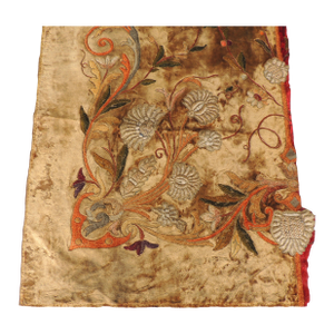 19th C. Arts and Crafts Style Embroidered Silk Velvet Portiere