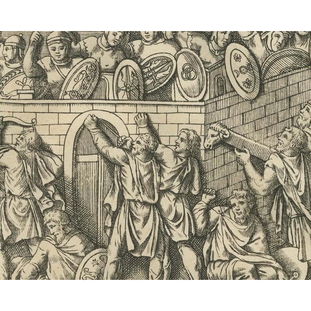 Bernard de Montfaucon, Roman Bolt Engines and a Ram Under a Shed, Montfaucon Siege Plate, 1722, Engraving For Sale - Image 4 of 8