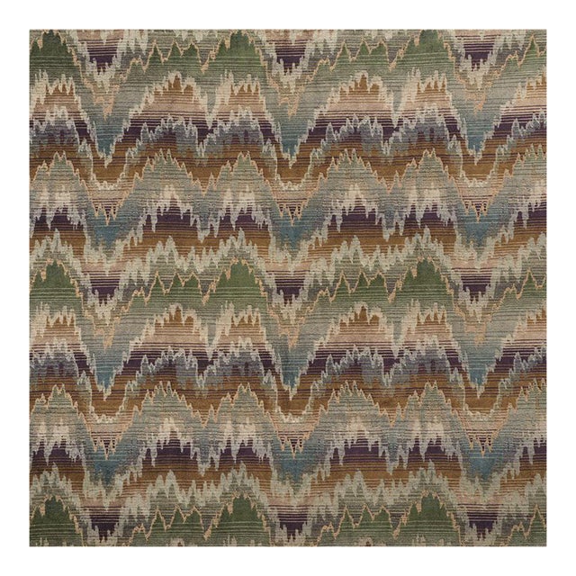 Sample - Schumacher Carpenter Flamestitch Fabric in Moss For Sale