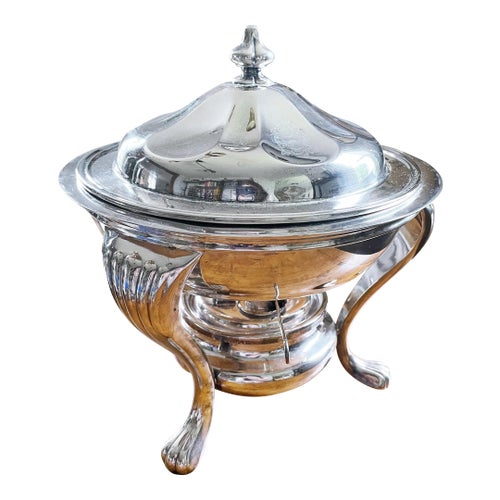 Antique Silver Serving Chafing Dish From Hotel Brewster in Boston