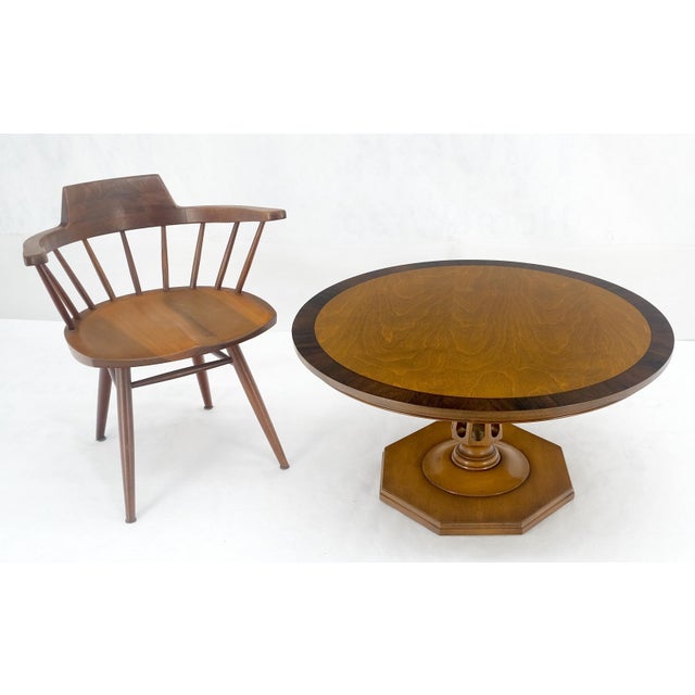 Very Fine Mid Century Modern 36" Round Rosewood Banded Top Coffee Table MINT For Sale - Image 12 of 13