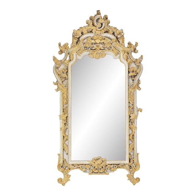 Vintage 20th-Century Italian Baroque Gilded Wall Mirror For Sale