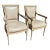 French Pair of French 19th C Directoire Re-Painted Fauteuil Arm Chairs For Sale - Image 3 of 4