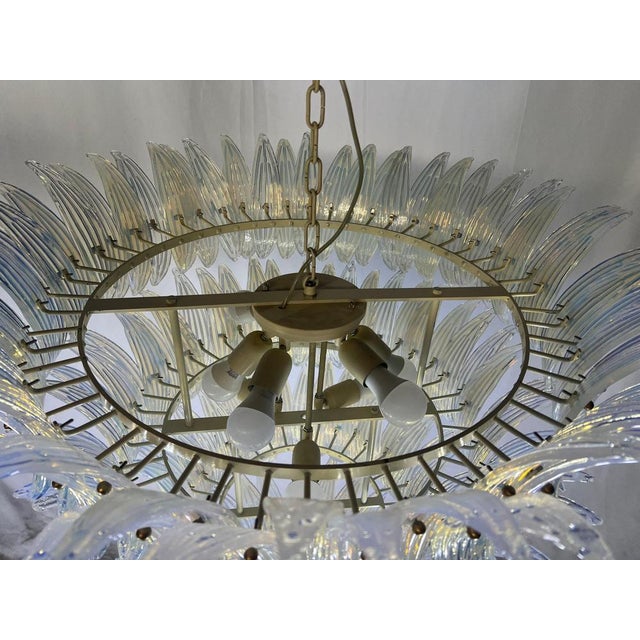 Italian Murano Glass Palmette Leaves Chandelier, 1980s For Sale - Image 18 of 18