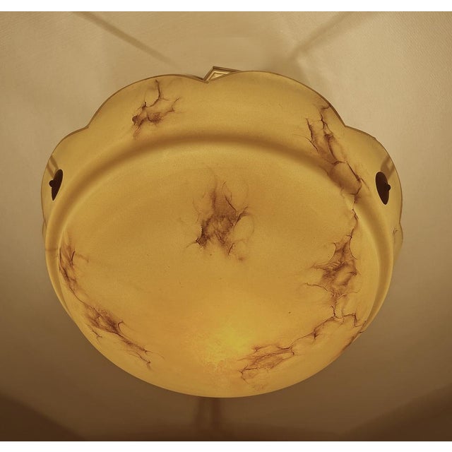 Art Deco Pendant Light in Amber Marble Glass, 1930s For Sale - Image 16 of 18