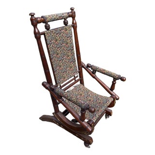 Antique 19th Century Eastlake Rocking Chair With Springs For Sale