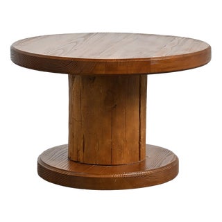 Art Populaire Circular Wood Coffee Table, France, 1960s For Sale