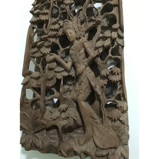 Balinese Hand Carved Hindu Goddess Woman Sculpture Beautiful hand carved floral and goddess Stands up Or you could place a...