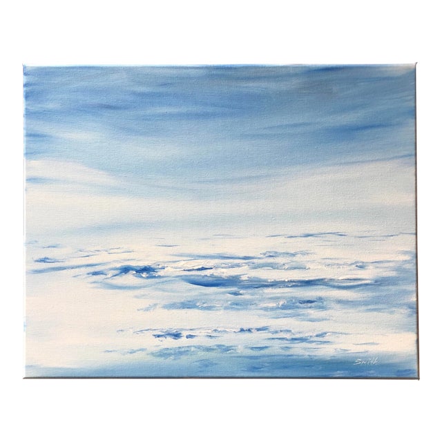 “Blue Day” Signed Contemporary Seascape Acrylic Painting by Nancy Smith For Sale