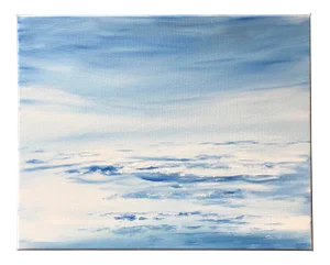 “Blue Day” Signed Contemporary Seascape Acrylic Painting by Nancy Smith