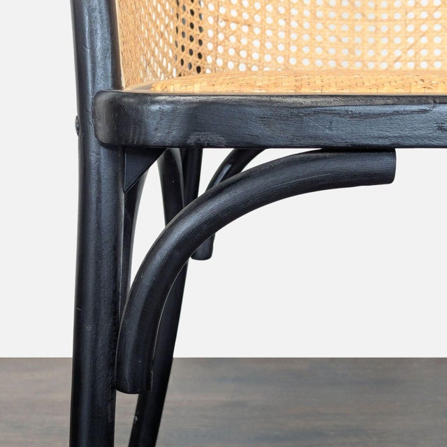 Tan Pottery Barn Barrel Back Cane Dining Armchair For Sale - Image 8 of 10