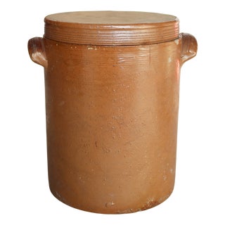 Large Vintage Glazed Earthenware Salt Cellar, 1970s For Sale