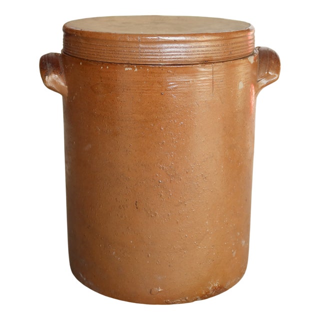 Large Vintage Glazed Earthenware Salt Cellar, 1970s For Sale