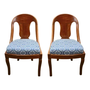 Early 19th Century Vintage Mahogany '"Gondola "' Chairs - a Pair