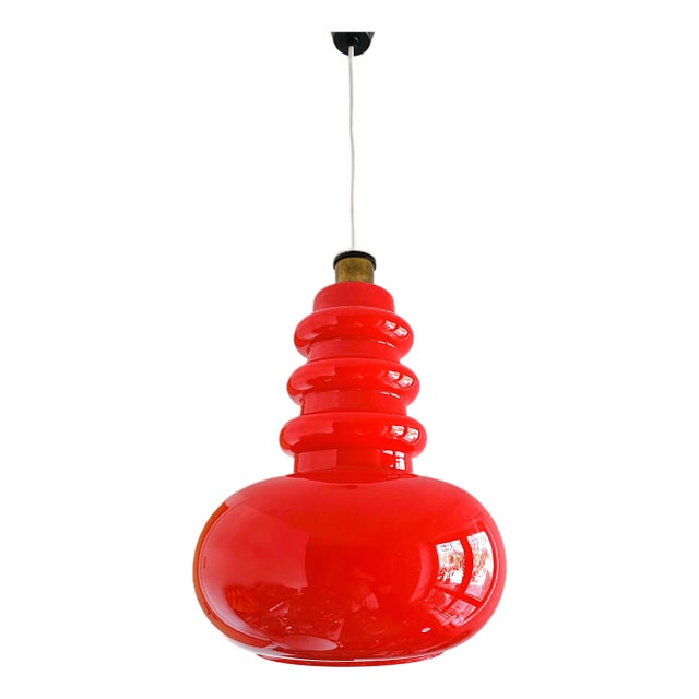 Vintage Red Glass Pendant Lamp from Peill & Putzler, 1970s For Sale