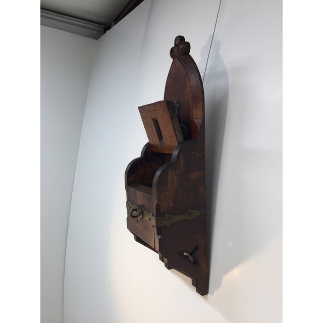 Antique Gothic Trefoil Walnut Donation Box With Lockable Swing Lid For Sale In Philadelphia - Image 6 of 18