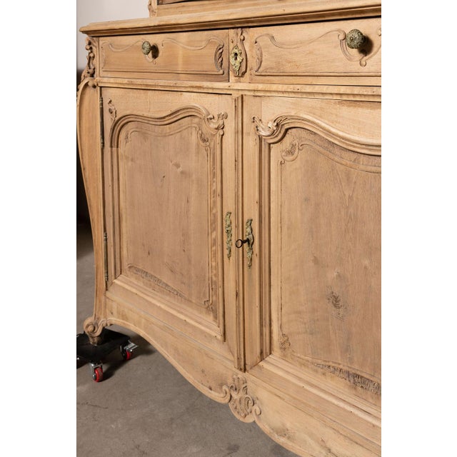 Large Antique French Walnut Buffet Deux Corps With Arched Vitrine Top For Sale - Image 16 of 18