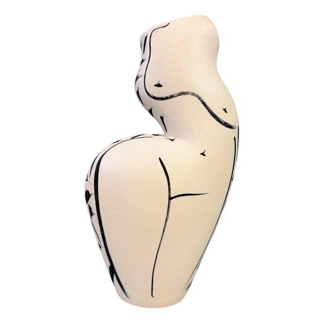 2000s Ceramic Vase With a Woman’s Figure by Donna Polseno Mid Century For Sale