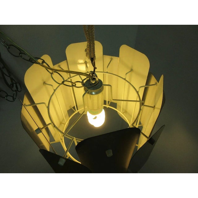 Mid-Century Brass Aluminum Barrel Chandelier For Sale - Image 4 of 5