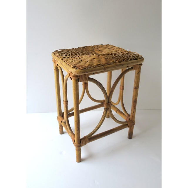 Tan Wicker Rattan Side Drinks Table For Sale - Image 8 of 14