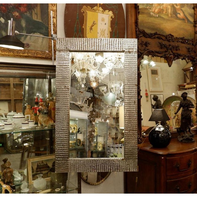 Mid Century Italian perforated metal mirror - 100 x 60 Wear consistent with age and use. vertical or horizontal attachment...