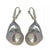 Diamond Freshwater Pearl Earrings 14 Karat Gold Grey 23.2 Mm Certified For Sale - Image 12 of 13