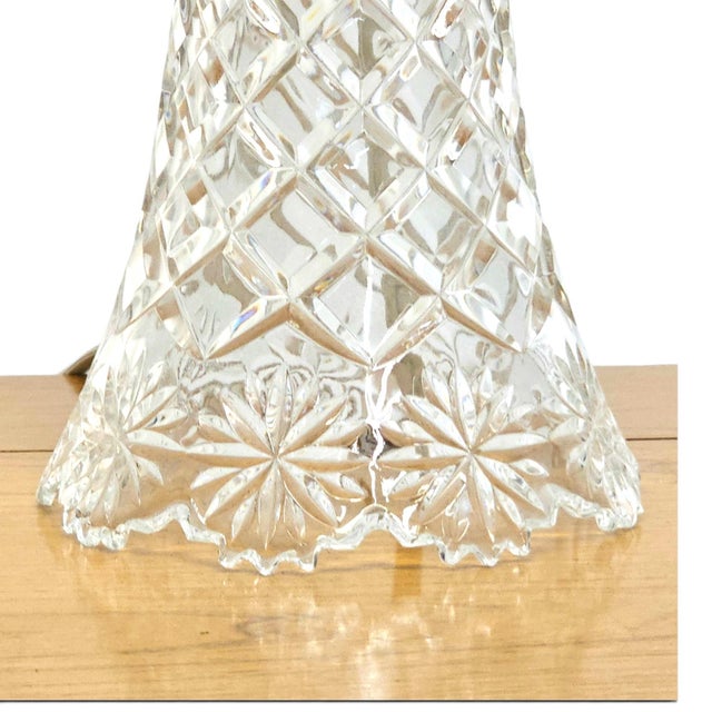 Glass 1950s–1960s Cut Crystal Boudoir Table Lamp With Matching Glass Shade For Sale - Image 7 of 13