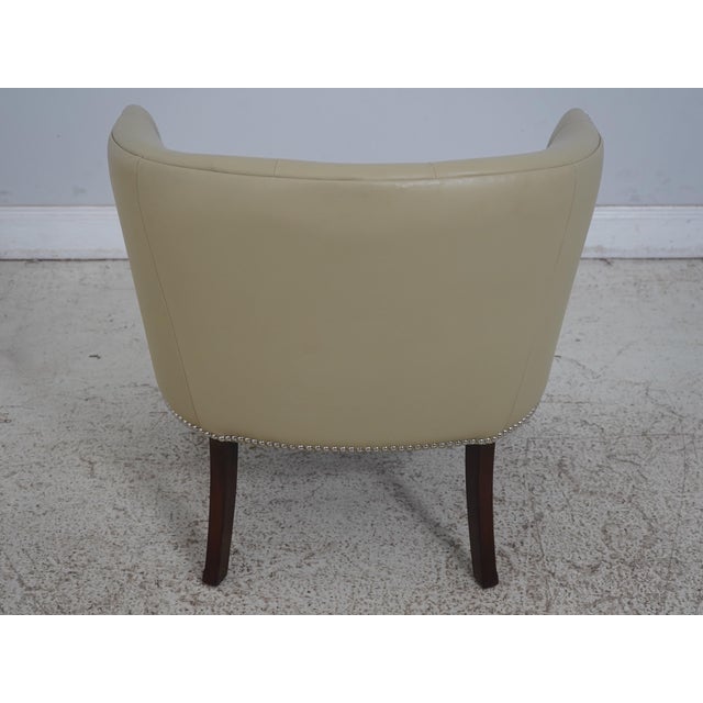 Pair Modern Design Tufted Faux Leather Occasional Chairs For Sale - Image 4 of 12