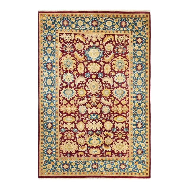 Mogul Collection Hand-Knotted Area Rug - Red 6' 2" x 9' 2" For Sale - Image 4 of 4