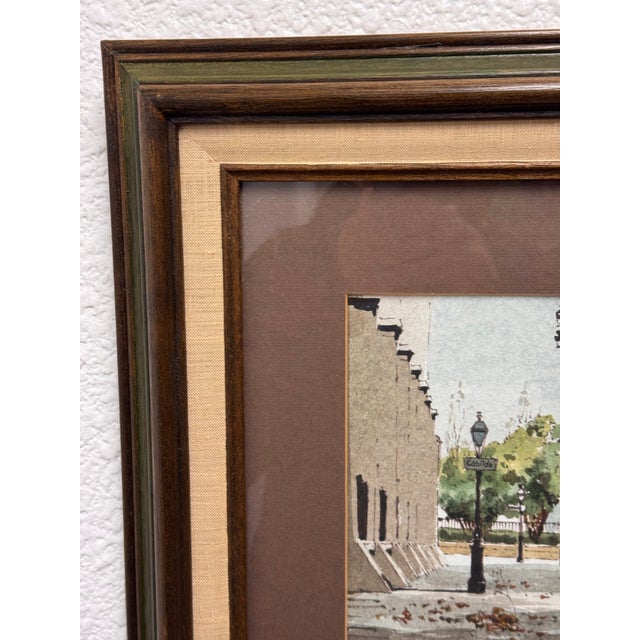 Brown Paul De La Fille New Orleans Watercolor Painting, Framed For Sale - Image 8 of 12