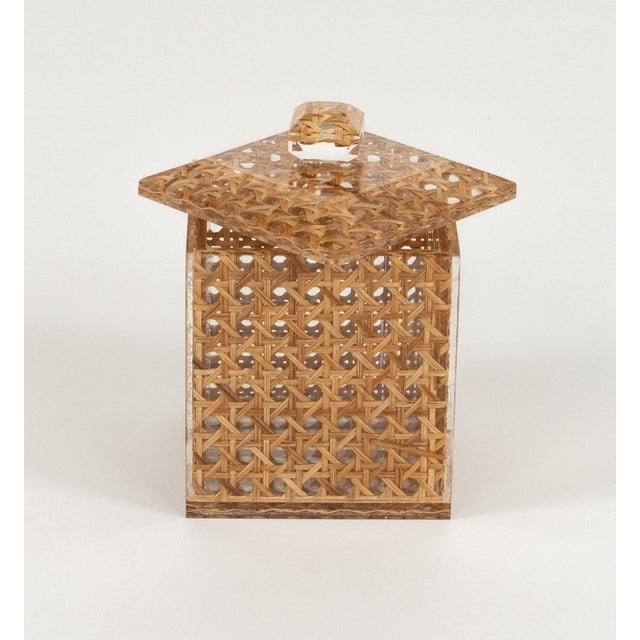 Mid-Century Modern Box in Acrylic and Rattan from Christian Dior, 1970s For Sale - Image 11 of 16