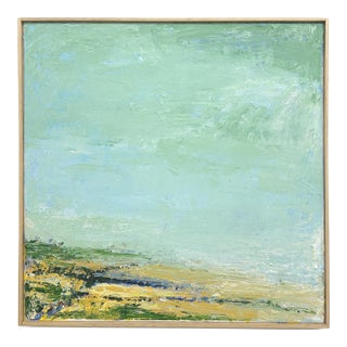 Greenish High Sky, Contemporary Seascape Painting by Ben Junta, Framed For Sale