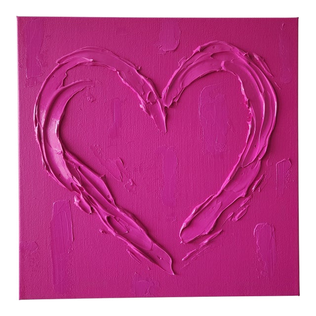 Pink Abstract Heart Painting For Sale