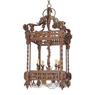 1980s French Wrought Iron Lantern For Sale