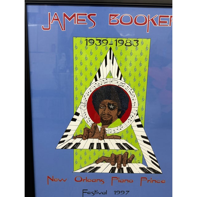 Paper Lolet Boutté Framed James Booker New Orleans Piano Prince Festival Poster Print For Sale - Image 7 of 12