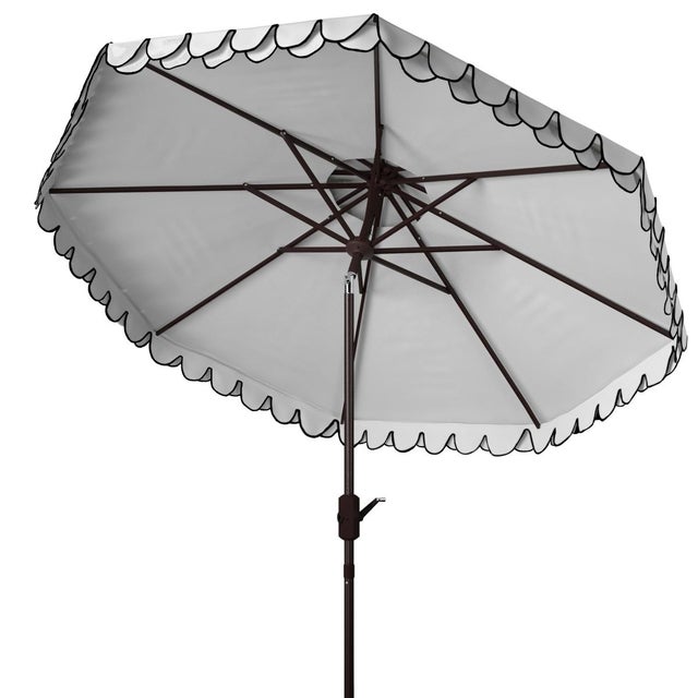 2020s Elegant Valance 9Ft Double Top Umbrella, Ivory With Black Trim For Sale - Image 5 of 6