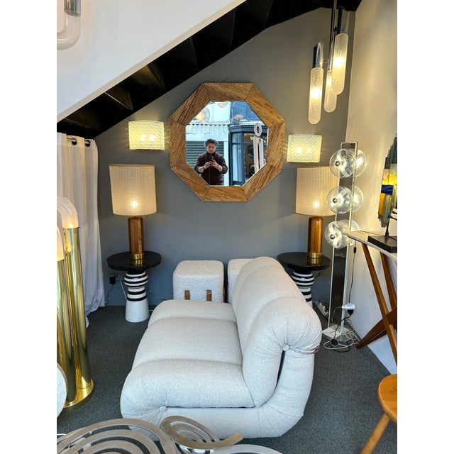 Rattan and Brass Octogonal Wall Mirror by Vivai Del Sud. Italy, 1970s For Sale - Image 10 of 12