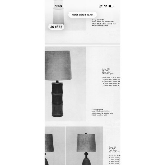1960s Pair of Jane and Gordon Martz Table Lamps M221 Marshall Studios Green Brown Bamboo For Sale - Image 13 of 13