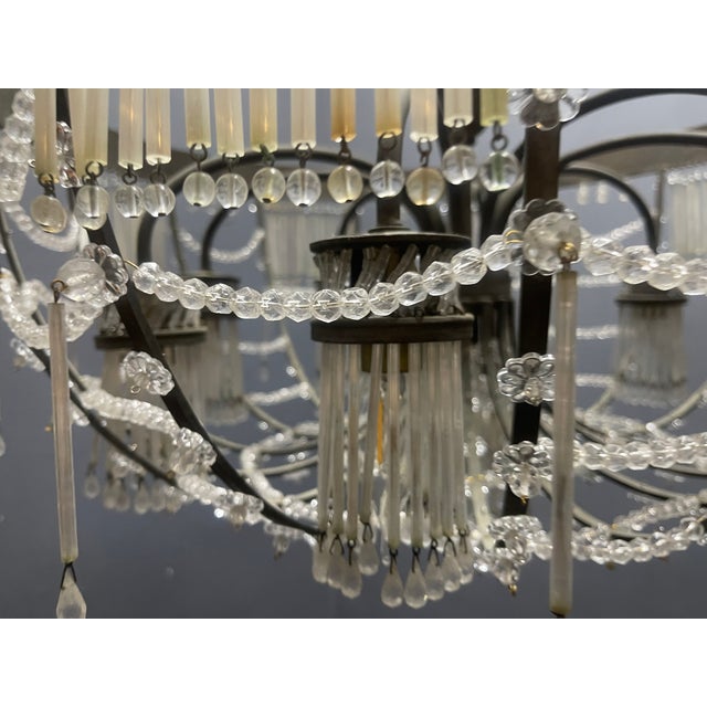 Large Vintage Italian Bronze and Murano Glass Rod Pendant Light, 1940s For Sale - Image 8 of 15