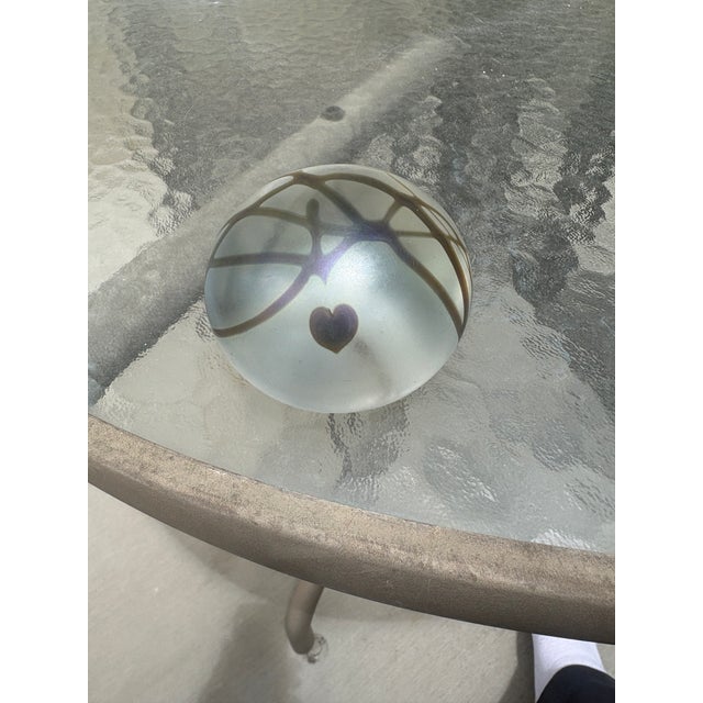 Art Iridescent Glass Paperweight Circa 1983 For Sale - Image 4 of 4