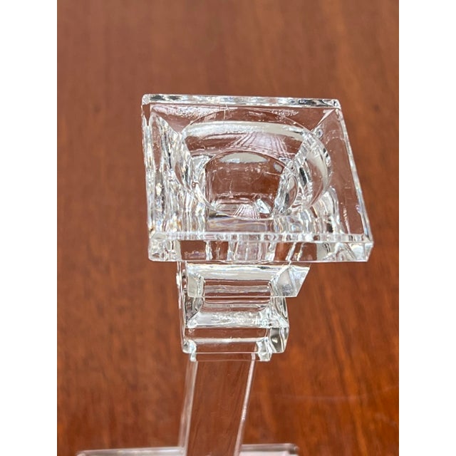 Glass Vintage Pair Tiffany & Co Clear Crystal Candlesticks For Sale - Image 7 of 11