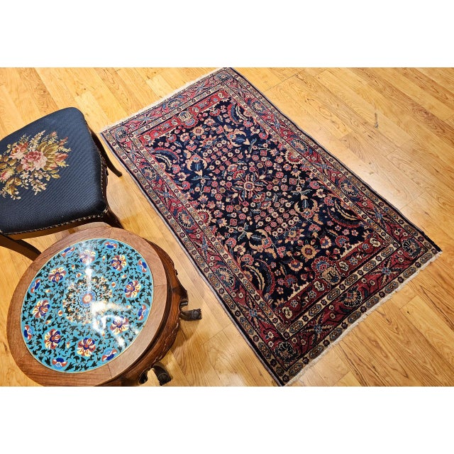 Vintage Indian Agra Rug, Handwoven Wool Pile, Allover Floral Design, 3' x 5' For Sale - Image 4 of 13