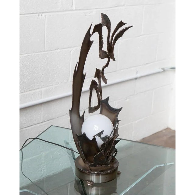 Mid-Century Modern 1970s Artist Made Brutalist Steel Table Lamp For Sale - Image 3 of 12