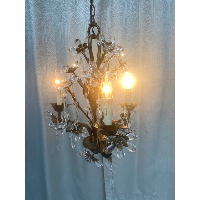 Vintage Circa 1920 French Crystal Flowers Chandelier For Sale - Image 12 of 13